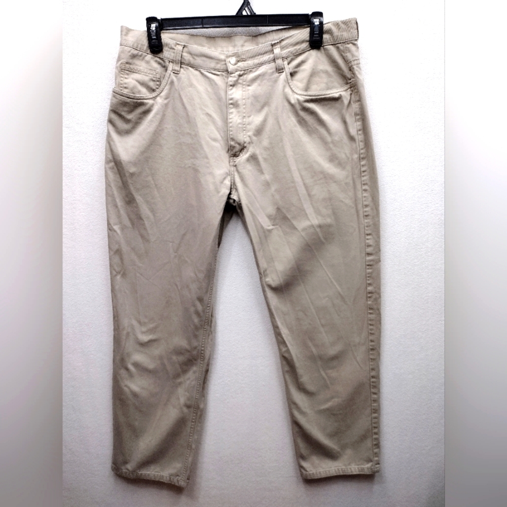 Savane Jeans Mens Size 38x30 Beige Khaki Denim Relaxed Fit